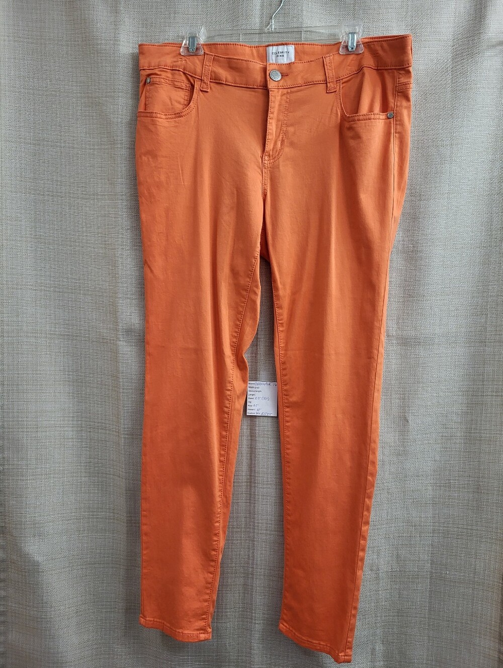 Celebrity Pink‎ Women's Ankle Skinny Pants Orange Size 16 Stretch Casual Logo